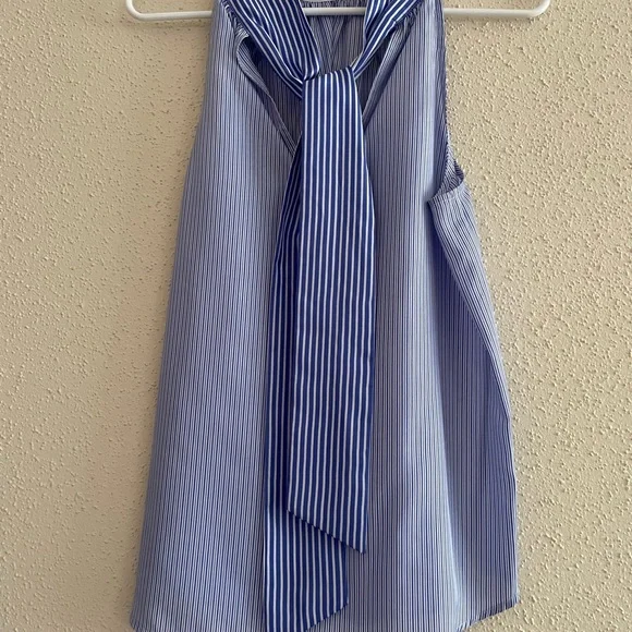 J Crew Women’s Size 6 Blue and White Striped Silk Halter Blouse - Picture 5 of 12